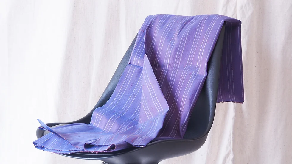 ผ้าไหม ลายริ้ว ไหมแท้ multicolor สีน้ำเงินคราม ขายตามความยาวหลา รหัส MC-CT-102258