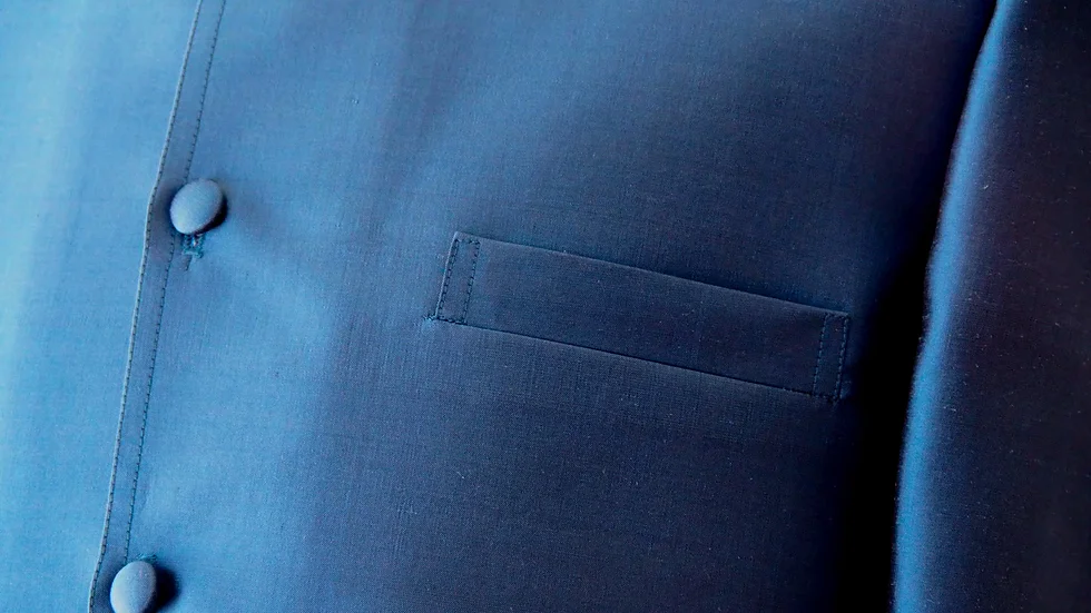 เสื้อสูทซาฟารี สูทคอจีน ทรงพระราชทาน ไหมแท้ สีน้ำเงิน รหัส DM-CT0301664