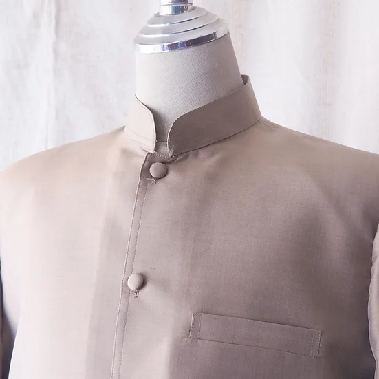 เสื้อสูทซาฟารี สูทคอจีน ทรงพระราชทาน ไหมแท้ สีเทาควันบุหรี่ รหัส DM-CT0301665