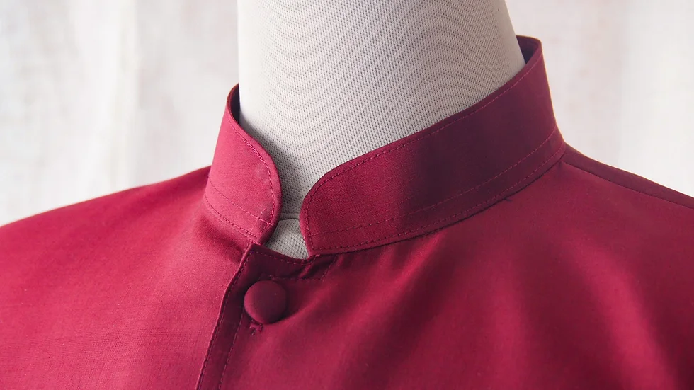 เสื้อสูทซาฟารี สูทคอจีน ทรงพระราชทาน ไหมแท้ เบอร์กันดีคลาสสิก รหัส DM-CT0301667