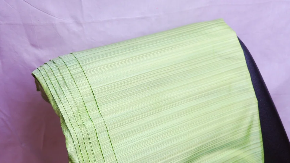 ผ้าไหม ลายริ้ว ไหมแท้ multicolor สีเขียวอ่อน ขายตามความยาวหลา รหัส MC-CT-100690