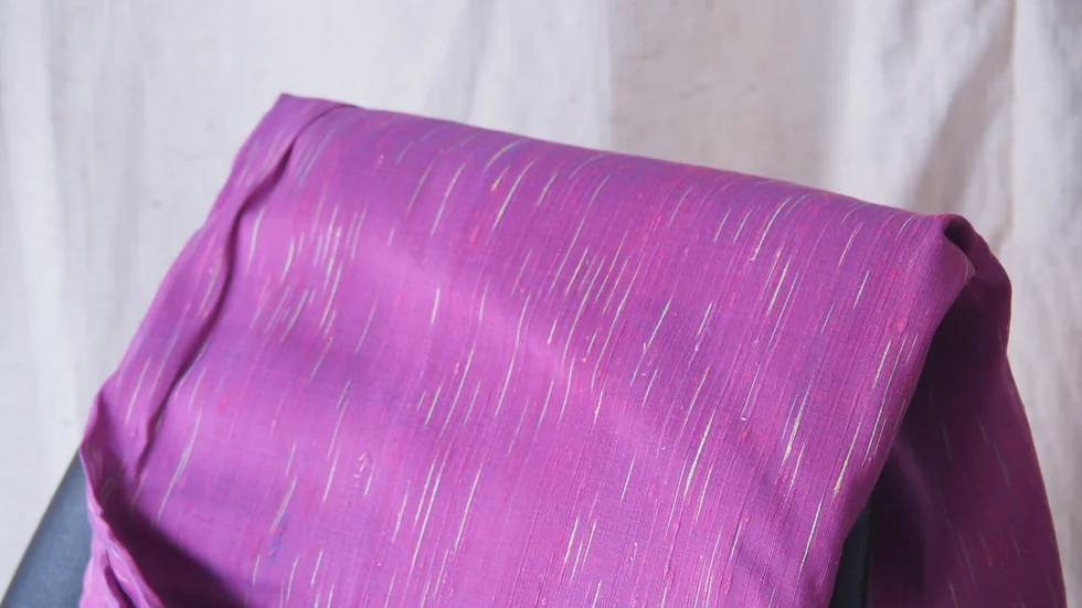 ผ้าไหม ลายริ้ว ไหมแท้ multicolor สีม่วง ขายตามความยาวหลา รหัส MC-CT-100974