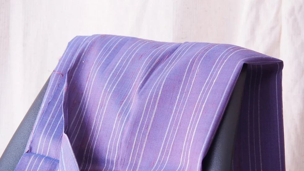 ผ้าไหม ลายริ้ว ไหมแท้ multicolor สีน้ำเงินคราม ขายตามความยาวหลา รหัส MC-CT-102258