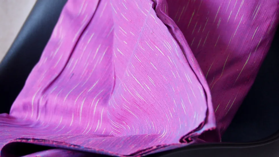 ผ้าไหม ลายริ้ว ไหมแท้ multicolor สีม่วง ขายตามความยาวหลา รหัส MC-CT-100974