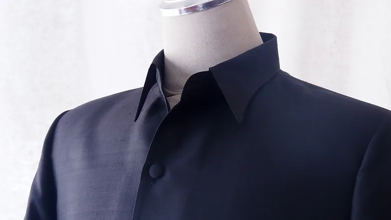 เสื้อซาฟารี คอปก ผ้าพื้น เฉดสีดำ รหัส DS-CT 102111