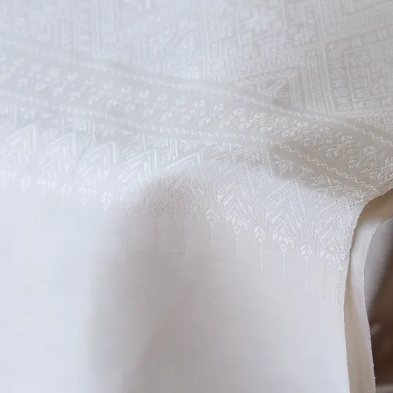 (ผ้าชุด) ไหมแพรวาทอมือ ขนาด 500x73ซม. สีขาวมะลิ รหัส P10-CT-103059