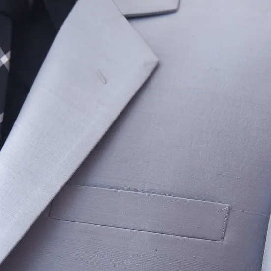 เสื้อสูทเบลเซอร์ผ้าไหม ไหม4เส้น สีฟ้าอมเทา ไซส์ L รหัส DO-CT-SKU102445