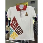 เสื้อโปโลสีขาวพิมพ์ลาย