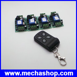 สวิทซ์รีโมท สวิทซ์ไร้สาย พร้อมรีโมทควบคุม DC12V 4CH RF การควบคุมระยะไกล รีโมท1 ตัว 4 ปุ่ม ตัวรับสัญญาณ 4 ตัว