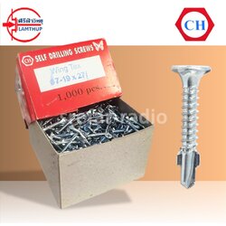 F7-19x27 สกรูเกลียวปล่อยปลายสว่าน CH หัวเรียบ มีปีก