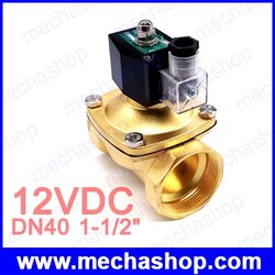โซลินอยด์วาล์วไฟฟ้า DN40 1-1/2" BSP Electric Solenoid Valve for Water Air Low Pressure Brass 12Vdc Seal VITON 150 องศา