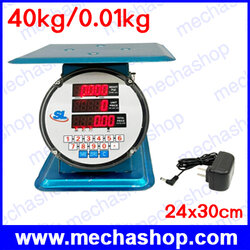 เครื่องชั่งดิจิตอล เครื่องชั่งคำนวณราคา 40kg ความละเอียด 0.01kg จานชั่งสเตนเลสขนาด 24x30cm SL รุ่น SL-136 ตัวถังสเตนเลส รูปทรงเครื่องชั่งสปริง (ผ่านการตรวจรับรอง)
