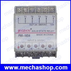 โซลิดสเตทรีเลย์ โหลด 10A 10DA 5 Channel Din rail SSR quintuplicate five input 3-32VDC output 24-380VAC single phase DC solid state relay