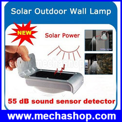 โซล่าเซลล์ LED Light Solar outdoor wall lamp, 16LEDs, Ray sound sensor, restore in black automatically, aluminium material (สำหรับไฟนอกบ้าน ส่องสว่างประตู ชั้นวางรองเท้า)