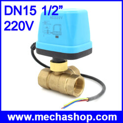 มอเตอร์วาล์วไฟฟ้า 3 ทาง DN15 AC220V 3 way 3 สาย ควบคุมสองทาง Electric motorized ball valve T typle ball valve