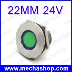 ไฟสัญญาณ ไฟแสดงสถานะ LED Metal Indicator light 22mm flat round Signal lamp LIGHT 24V screw connect Green LED แสงสีเขียว 22ZSD.PY.L