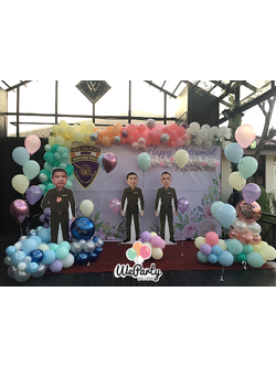 ลูกโป่งงานเกษียณ Happy Retirement ตกแต่งขอบลูกโป่งออร์แกนิก + ต้นยืนหัวบับเบิ้ล + ลูกโป่งก้อนเมฆพาสเทล + ลูกโป่งลอย 20ลูก (Organic กว้าง 3 เมตร x สูง 2 เมตร + ขอบที่พื้น 1 เมตร)(Bubble ฐานตั้งติดข้อความไม่เกิน 2 บรรทัด x2pcs) (สนใจสั่งซื้อผ่านLine: @wepar