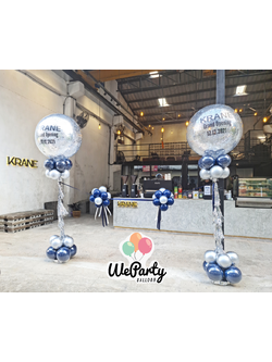ต้นยืนลูกโป่งพิธีเปิด 2ต้น Balloon Standee Double clear balloon(พร้อมริบบิ้นทำพิธีเปิด+กรรไกร1ด้าม) (ลูกโป่งเคลือบแววไม่หมอง)