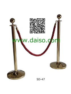 เสากั้นทางเดินสแตนเลสชุบสีทอง เสากั้นทางเดินแบบใช้สายคล้องสีทอง