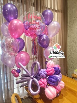 Bride to be บับเบิ้ล & ช่อลอย2ช่อ & ช่อดอกไม้ทิวลิป 12 ดอก (with Helium)(สั่งซื้ิอผ่าน Line: @weparty)