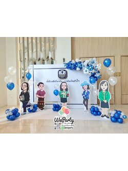 ลูกโป่งตกแต่งฉาก ลูกโป่งออร์แกนิก1มุม+ฐานช่อลอย 5ชุด (ราคาเฉพาะตกแต่งลูกโป่งไม่รวมฉาก)(with Helium)