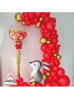 HAPPY CNY ลูกโป่งตรุษจีน ต้นยืนบับเบิ้ล1ต้น+ต้นยืนออร์แกนิก1ต้น+ฐานลูกโป่งกระต่าย1ชิ้น (สนใจสั่งซื้อผ่าน Line: @weparty)