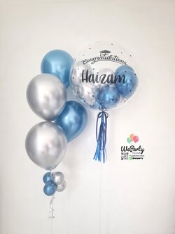 ลูกโป่งแสดงความยินดี บับเบิ้ล24"+ช่อลอยสีโครม4ลูก Congrats Balloon set (with Helium)สนใจสั่งซื้อผ่านไลน์:@weparty