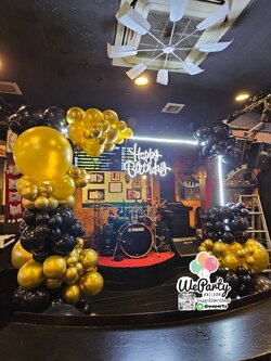 ฉากลูกโป่งวันเกิด Happy Birthday Backdrop + ตกแต่งเส้นไฟและป้ายไฟLED (งานวางโชว์1วัน)