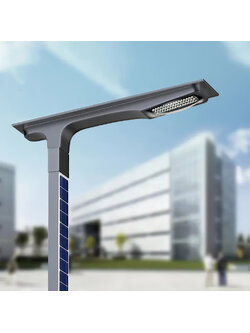 เสาไฟถนนโซล่าเซลล์ แบบกันน้ำ IP65 เป็นมิตรกับสิ่งแวดล้อม นวัฒกรรมใหม่แผงโซลาร์เซลล์ติดรอบตัวเสาไฟ มีเซนเซอร์ดเปิด-ปิดไฟอัตโนมัติ