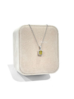 จี้เพชรสวิสเหลืองทรงสี่เหลี่ยมออคตากอน 4x6 มม./ล้อมไมโครแถว