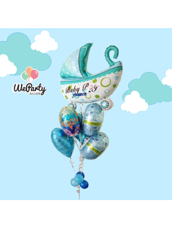 ลูกโป่งต้อนรับเด็กแรกเกิด Welcome Baby Boy (with Helium) (6 pcs) (สนใจสั่งซื้อผ่าน Line: @weparty)