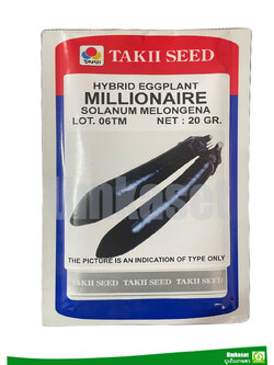 มะเขือยาวม่วง มิลเลี่ยนแนร์ (Millionaire Hybrid Eggplant Seeds) TAKII SEED ( 20 กรัม )