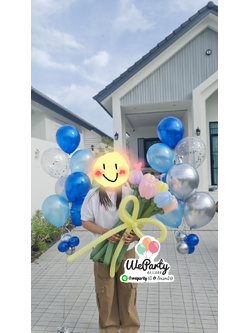 ลูกโป่งแสดงความยินดีขึ้นบ้านใหม่ Congrats set ช่อดอกทิวลิป10ดอก & ช่อลอย2ช่อ (with Helium)(สนใจสั้งซื้อผ่าน Line: @weparty)