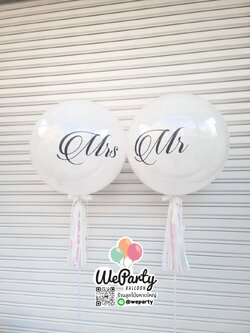 ลูกโป่งบับเบิ้ลเจ้าบ่าวเจ้าสาว 1 คู่ Wedding Bubble Balloon (with Helium)