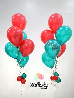 ลูกโป่งช่อลอยสีมุก Red & Green Balloon Bouquet (with Helium)(12pcs)(สนใจสั่งซื้อผ่าน Line: @weparty)