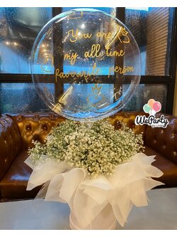 ลูกโป่งบูเก้ดอกไม้สด Fresh Blossom Bubble Bouquet(ดอกยิปโซสด/fresh gypsophila flower)