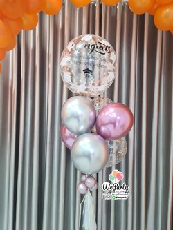 ลูกโป่งช่อลอยยอดบับเบิ้ล24"+ลอยโครมหรู4ลูก+ลูกโป่งใสใส่confenti2ลูก Congrats Balloon (with Helium)สนใจสั่งซื้อติดต่อ Line: @weparty (มี @ ด้านหน้า)