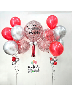ลูกโป่งแสดงความยินดี บับเบิ้ล24"+ช่อลอยผสมสีมุกโครมหรู2ช่อ Congrats Balloon set (with Helium)(สนใจสั่งซื้อผ่าน Line: @weparty)