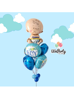 ลูกโป่งต้อนรับเด็กแรกเกิด Welcome Baby Boy (with Helium)(ติดชื่อสติกเกอร์เพิ่ม 25.-/ด้าน/ลูก)(6 pcs) (สนใจสั่งซื้อผ่าน Line: @weparty)