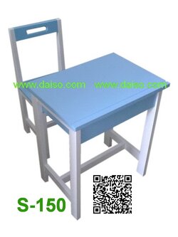 ชุดโต๊ะเก้าอี้นักเรียนระดับประถมไม้ยางพารา โต๊ะเก้าอีนักเรียนไม้ยางพาราพ่นสี_S-150 ประถม