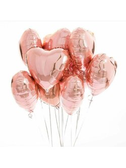 18" Rose Gold Heart Foil Balloon (with Helium) (ใบละ 120.-)(สนใจสั่งซื้อผ่าน Line: @weparty)