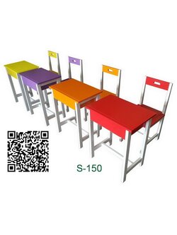ชุดโต๊ะเก้าอี้นักเรียนอนุบาลไม้ยางพารา โต๊ะเก้าอีนักเรียนไม้ยางพาราพ่นสี_S-150