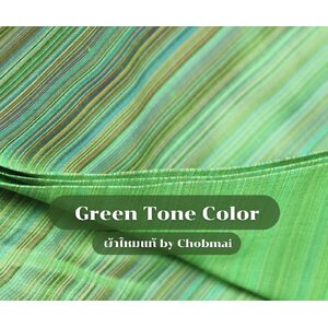 ผ้าไหม ลายริ้ว สีเขียว