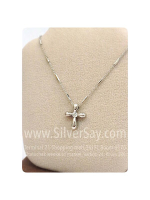 จี้ไม้กางเขนฝังเพชรสวิส 1 เม็ด/ฝังล็อค