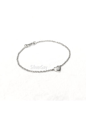 สร้อยข้อมือร้อยรูปหัวใจฝังเพชรสวิส 1 เม็ด