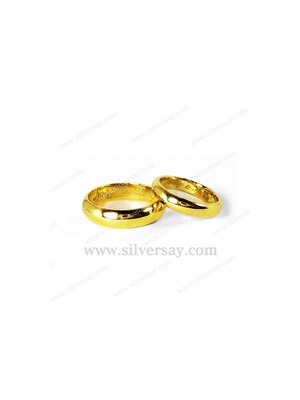 แหวนแต่งงานทองคำแท้ 18k-Yellow gold สลักชื่อคู่รัก "Nong & Tong" ด้านในวง