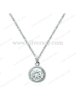 จี้เพชรสวิสทรงกลม 8 มม. ล้อมยี่สิบแปดเม็ด/ไมโครเซต