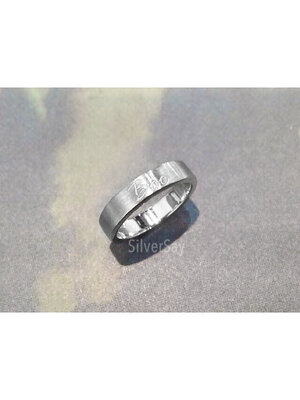 แหวนโมเดิร์น-แหวนสลักชื่อ "Boo" เงินแท้ 925 แลขนแมว ชุบทองคำขาว