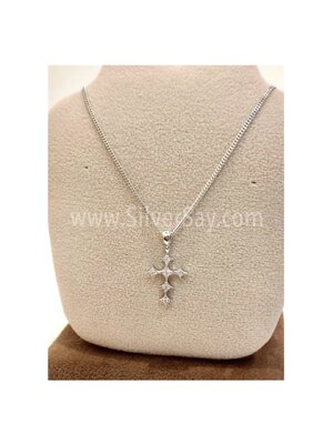 จี้ไม้กางเขนฝังเพชรสวิส/ฝังจิกไข่ปลา