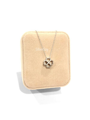 จี้ใบโคลเวอร์ Clover 4 ฉลุรูปหัวใจสี่ทิศ แบบร้อยสร้อยผ่านด้านใน